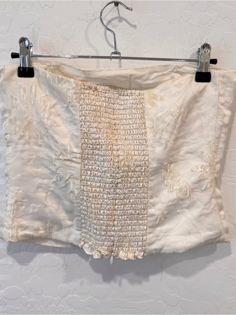 Reformation Giorgia Ivory brocade Tube Top Women’s 4 Smocked Back Quiet Luxury - Picture 3 of 6